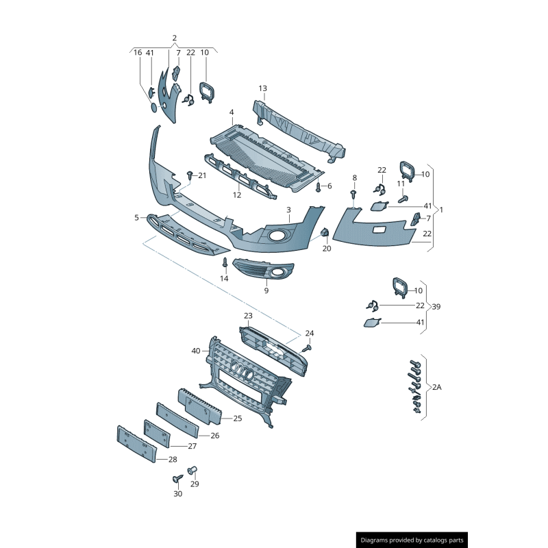 Grille de phare antibrouillard gauche pour pare-chocs coté conducteur - Pièces d'origine Audi 8K0807681J01C
