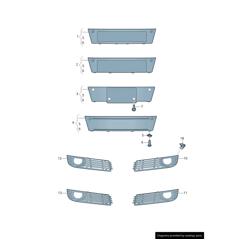 Grille de phare antibrouillard droit pour pare-chocs - Pièces d'origine Audi 4E0807680K