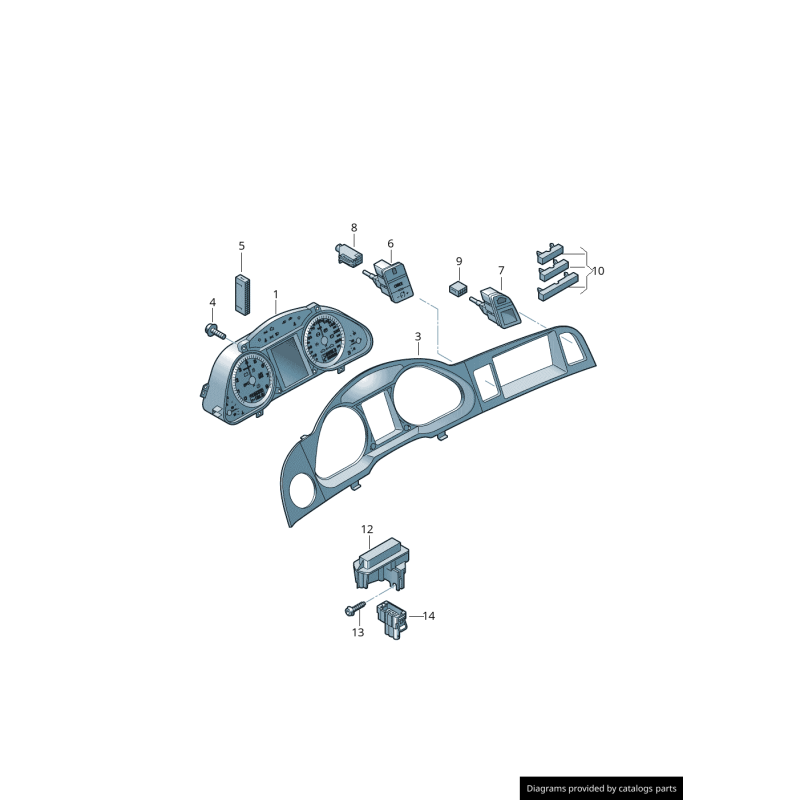 Boutons pour boîte à gants et affichage noir RHD - Pièces d'origine Audi 4F2927227A5PR