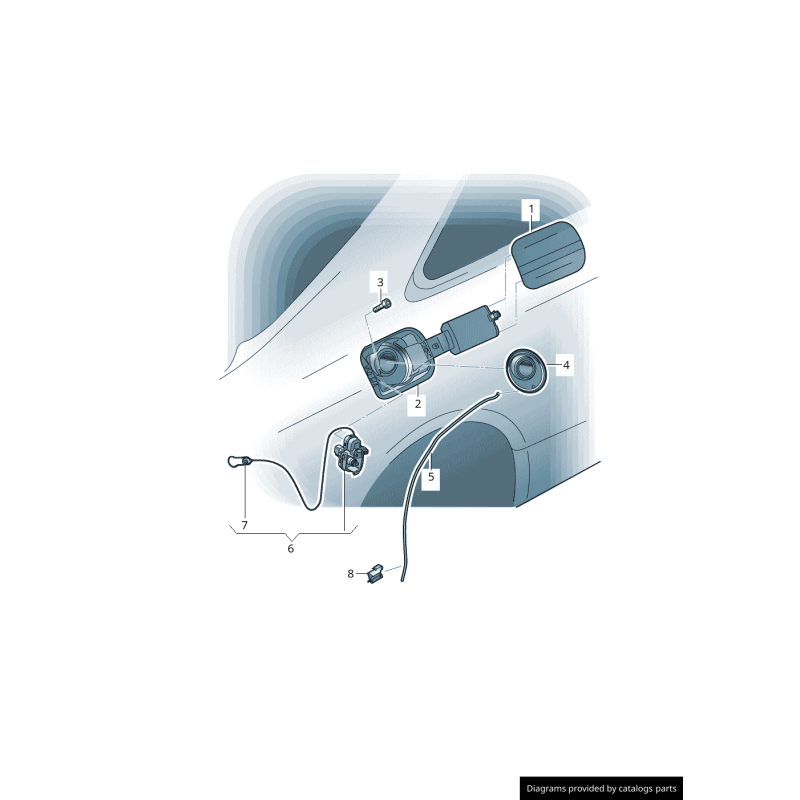 Trappe de remplissage de carburant pour cabriolet, capuchon de porte apprêté - Pièces d'origine Audi 8F0809907GRU.