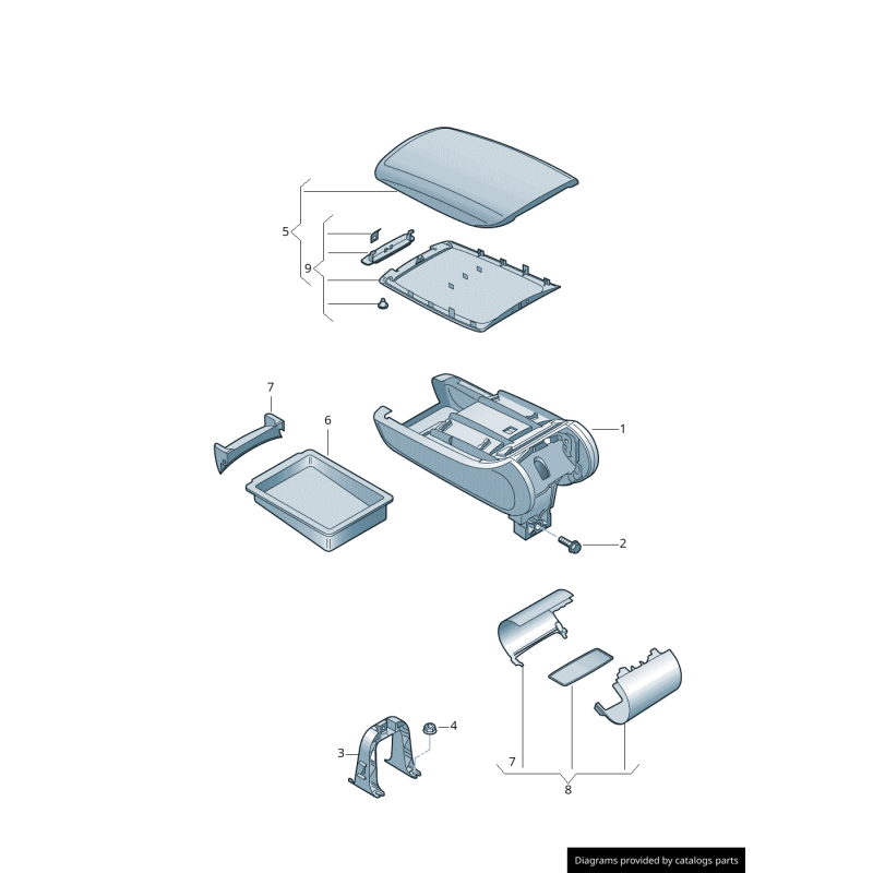 Kit de réparation d'accoudoir de console centrale beige - Pièces d'origine Audi 4F0898173DJ42