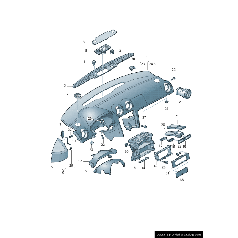 Cadre de console centrale Double Din Audi A3 8P