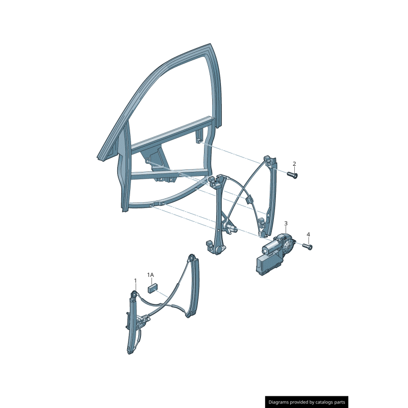 Régulateur de vitre latérale avant droite de porte - Pièces d'origine Audi 8P3837462C