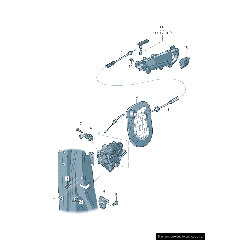 Mécanisme de verrouillage de porte côté conducteur RHD - Pièces d'origine Audi 8J2837016E