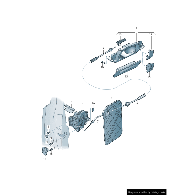 Mécanisme de verrouillage de porte côté conducteur RHD - Pièces d'origine Audi 8J2837016A