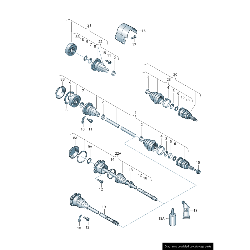 Joint d'étanchéité de bride d'arbre de transmission - Pièces d'origine Audi 8D0407309