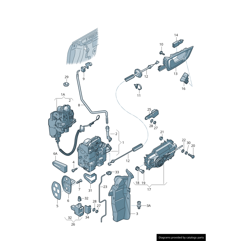 Serrure de porte conducteur avec interrupteur - Pièces d'origine Audi 4F2837016B