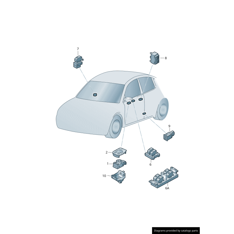 Interrupteur de commande de rétroviseur extérieur électrique - Pièces d'origine Audi 4B0959565A01C