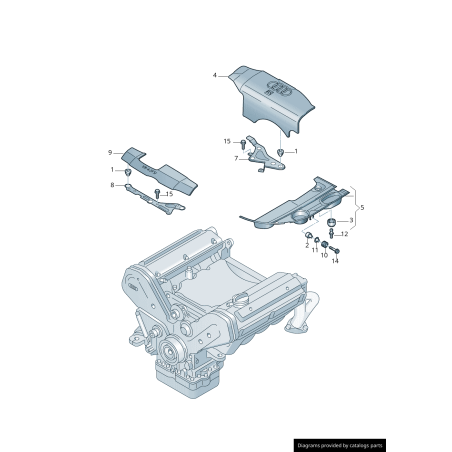 Couvercle de compartiment moteur gauche coté conducteur - Pièces d'origine Audi 8E0103927F Couvercle de compartiment moteur gauche coté conducteur - Pièces d'origine Audi 8E0103927F