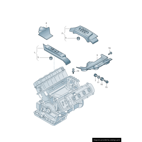Couvercle latéral du compartiment moteur droit - Pièces d'origine Audi 8E0103928G01C Couvercle latéral du compartiment moteur droit - Pièces d'origine Audi 8E0103928G01C