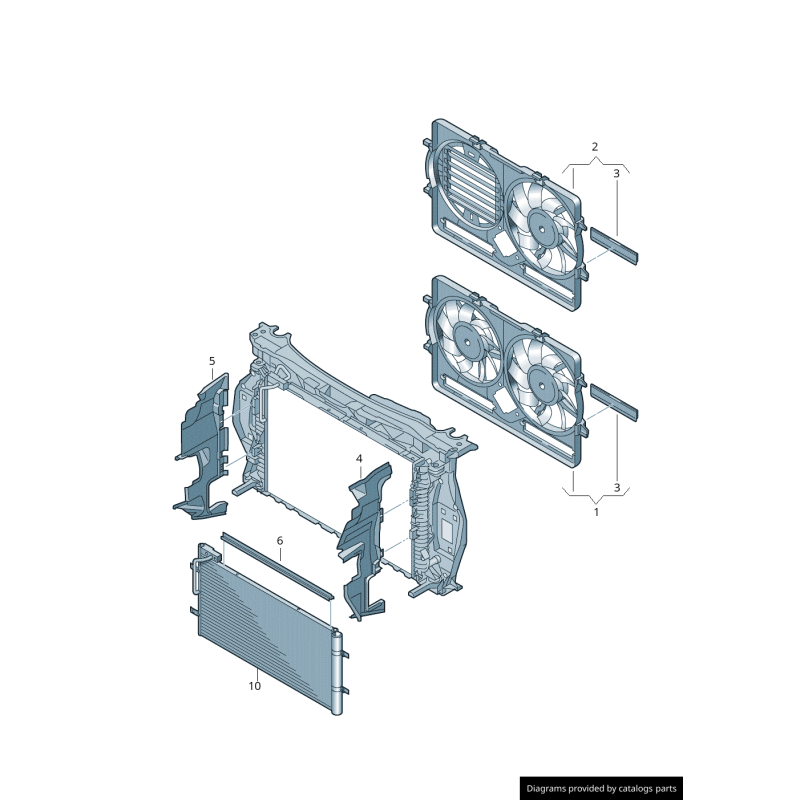 Garniture de radiateur de liquide de refroidissement moteur côté droit coté passager - Pièces d'origine Audi 8U0121284L