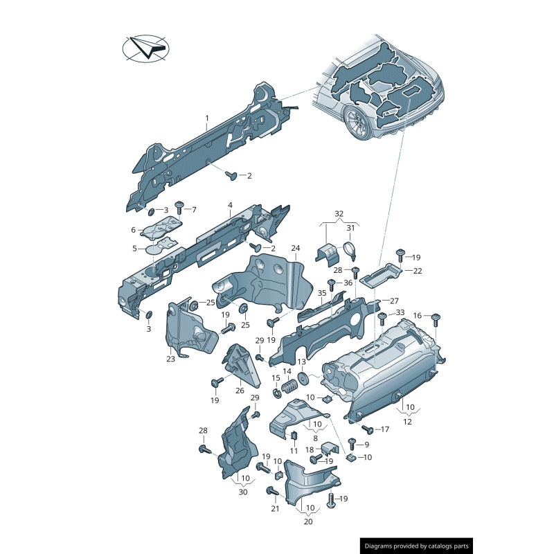 Déflecteur de chaleur moteur pour pare-chocs - Pièces d'origine Audi 4S0825715A