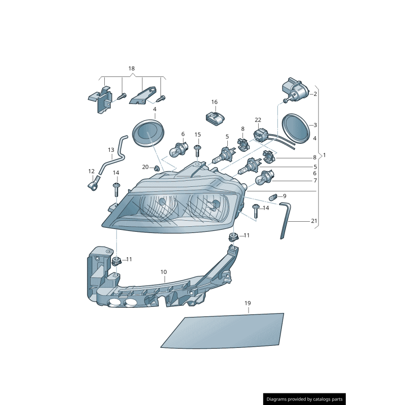 Cache-poussière de phare de lifting de visage - Pièces d'origine Audi 2E0941607