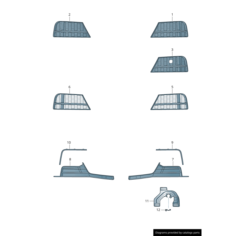 Couverture de phare antibrouillard avec grille d'air de refroidissement gauche droite - Pièces d'origine Audi 8V3807681AEBMO/8V