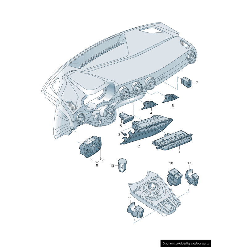 Bouton de commutation du ventilateur d'air frais - Pièces d'origine Audi 8S1927227A5PR