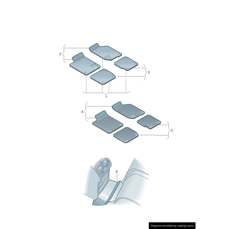 Tapis de sol en textile noir premium avant et arrière Lhd - Pièces d'origine Audi 8K1061270MNO