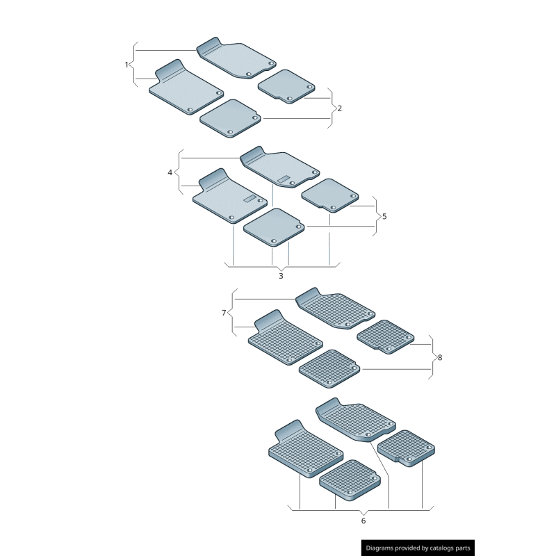 Ensemble de tapis de sol Sabre noir avant et arrière 4 pièces RHD - Pièces d'origine Audi 4F2061275PMNO.
