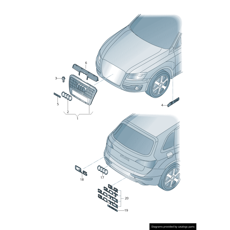 Emblème de calandre de badge avant - Pièces d'origine Audi 8R0853605