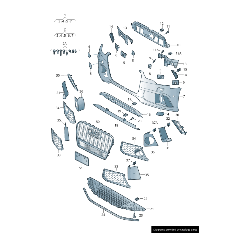 Couverture d'insertion avant noire brillante gauche coté conducteur - Pièces d'origine Audi 4G0807795T94