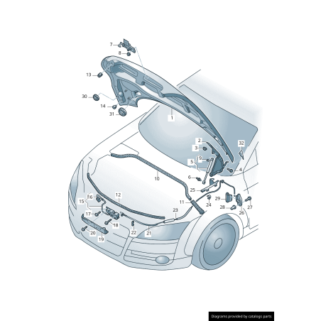 Charnière de capot avant droit coté passager - Pièces d'origine Audi 8J0823302H Charnière de capot avant droit coté passager - Pièces d'origine Audi 8J0823302H