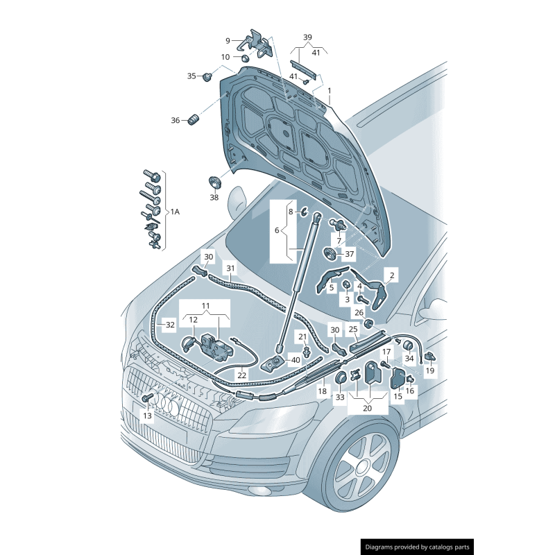 Câble de déverrouillage de verrou de capot avant droit - Pièces d'origine Audi 4L2823535