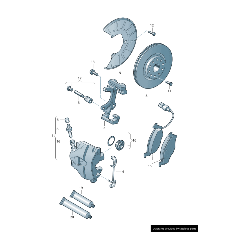 Protection de disque de frein avant, protection de plaque arrière gauche coté conducteur - Pièces d'origine Audi 8J0615311.