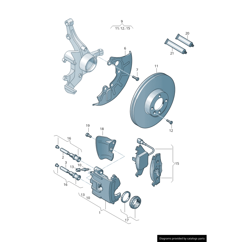 Plaque de protection de disque de frein avant gauche - Pièces d'origine Audi 1K0615311F