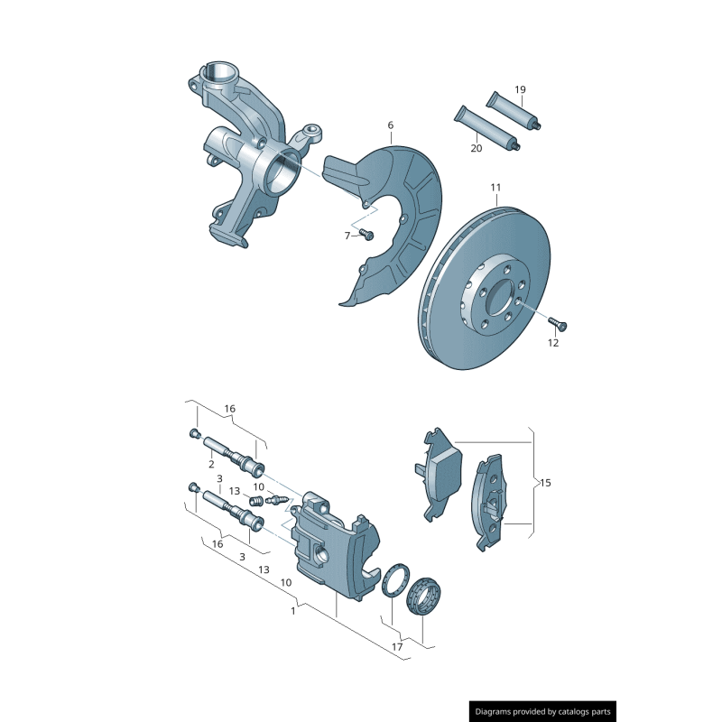 Plaque de protection de disque de frein avant gauche droite en paire - Pièces d'origine Audi 6R0615311A/6R0615312A