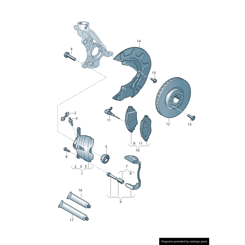 Plaque de protection de disque de frein avant droite coté passager - Pièces d'origine Audi 5Q0615312G