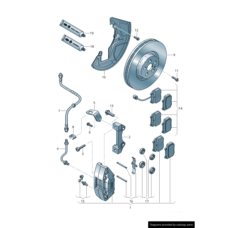 Plaque de protection de frein avant gauche coté conducteur 6 cylindres - Pièces d'origine Audi 8N0615311C