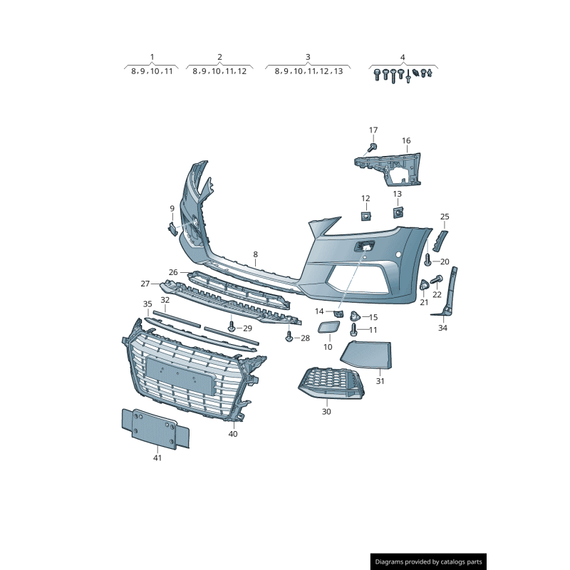 Grille de guide d'air de pare-chocs avant chromée gauche coté conducteur - Pièces d'origine Audi 8S0807681A3Q7