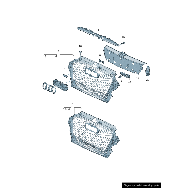 Élément de fixation de badge de grille centrale de pare-chocs avant - Pièces d'origine Audi 8V4853755
