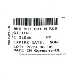 Grille de phare antibrouillard avant pare-chocs gauche coté conducteur - Pièces d'origine Audi 8W6807681MRU6