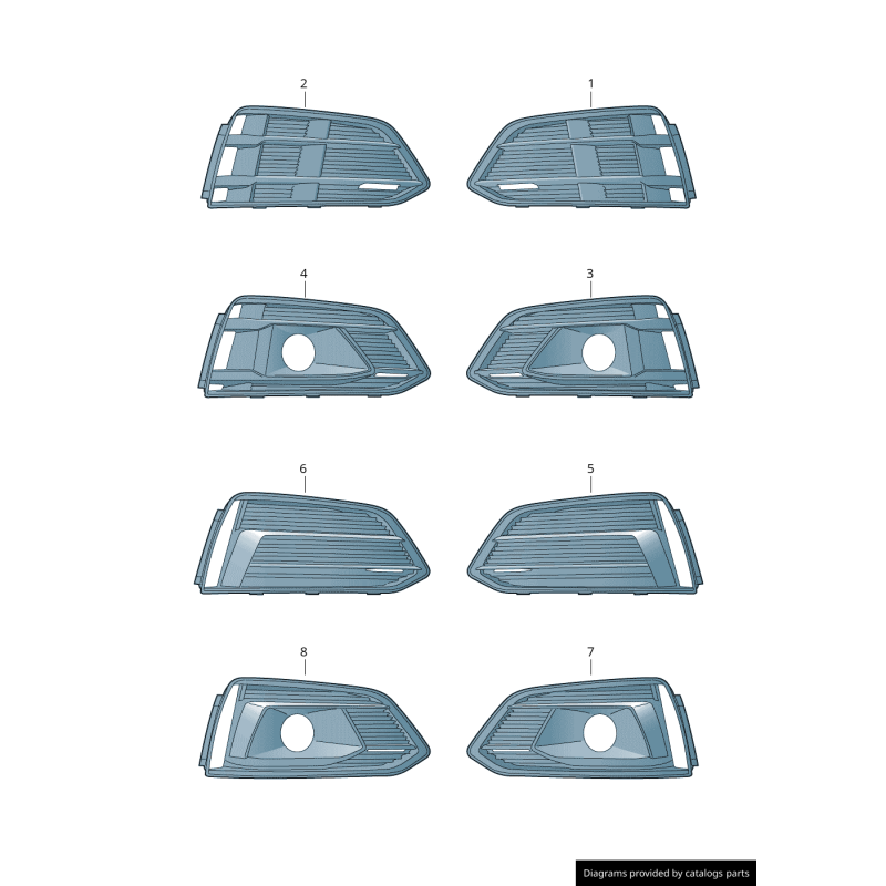 Grille de phare antibrouillard avant pare-chocs gauche coté conducteur - Pièces d'origine Audi 8W6807681MRU6