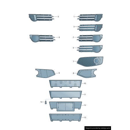 Grille de phare antibrouillard avant pour pare-chocs paire gauche droite - Pièces d'origine Audi 8P0807681D/8P0807682C Grille de phare antibrouillard avant pour pare-chocs paire gauche droite - Pièces d'origine Audi 8P0807681D/8P0807682C