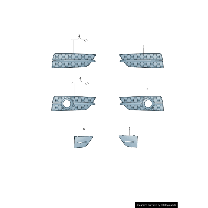 Grille de phare antibrouillard avant gauche coté conducteur pour pare-chocs avant - Pièces d'origine Audi 4G8807647JBMT