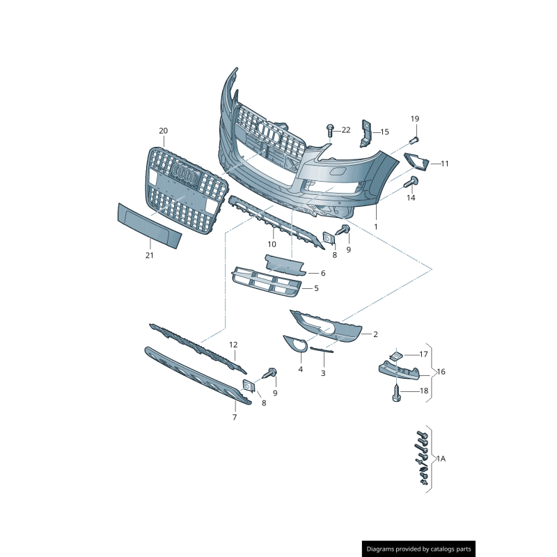 Couverture de garniture de phare antibrouillard de pare-chocs avant gauche coté conducteur - Pièces d'origine Audi 4L0807061D1RR