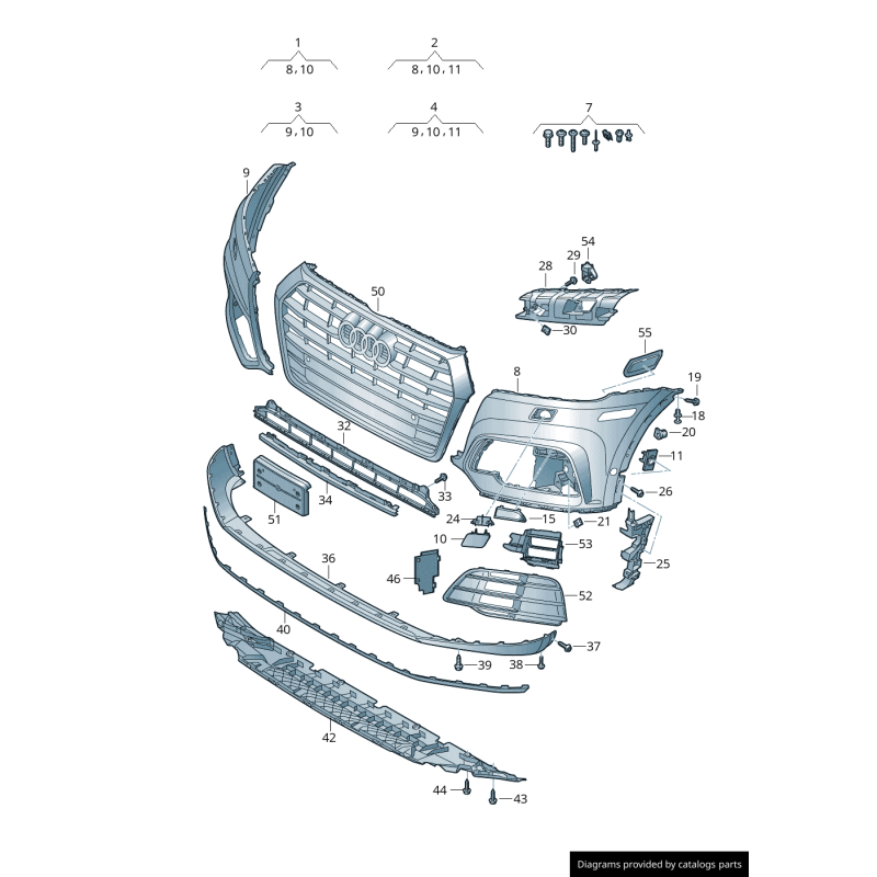 Capuchon de couverture de lave-phare de phare avant de pare-chocs gauche - Pièces d'origine Audi 80A807753AGRU