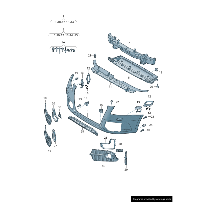Mousse d'absorption d'impact de pare-chocs avant - Pièces d'origine Audi 8R0807550F