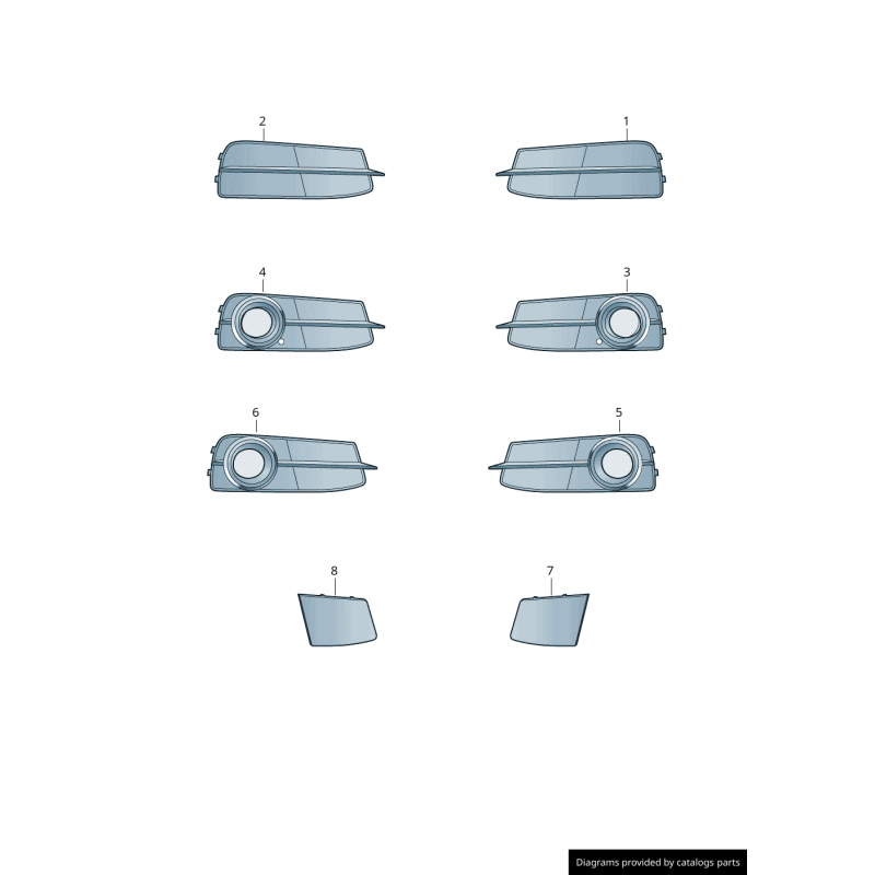 Ensemble de grille de guide d'air gauche et droit pour pare-chocs avant - Pièces d'origine Audi 4G0807682N9B9/4G0807681N9B9