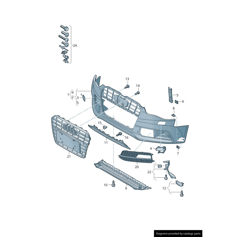Grille centrale inférieure de pare-chocs avant noir - Pièces d'origine Audi 8T0807647A01C