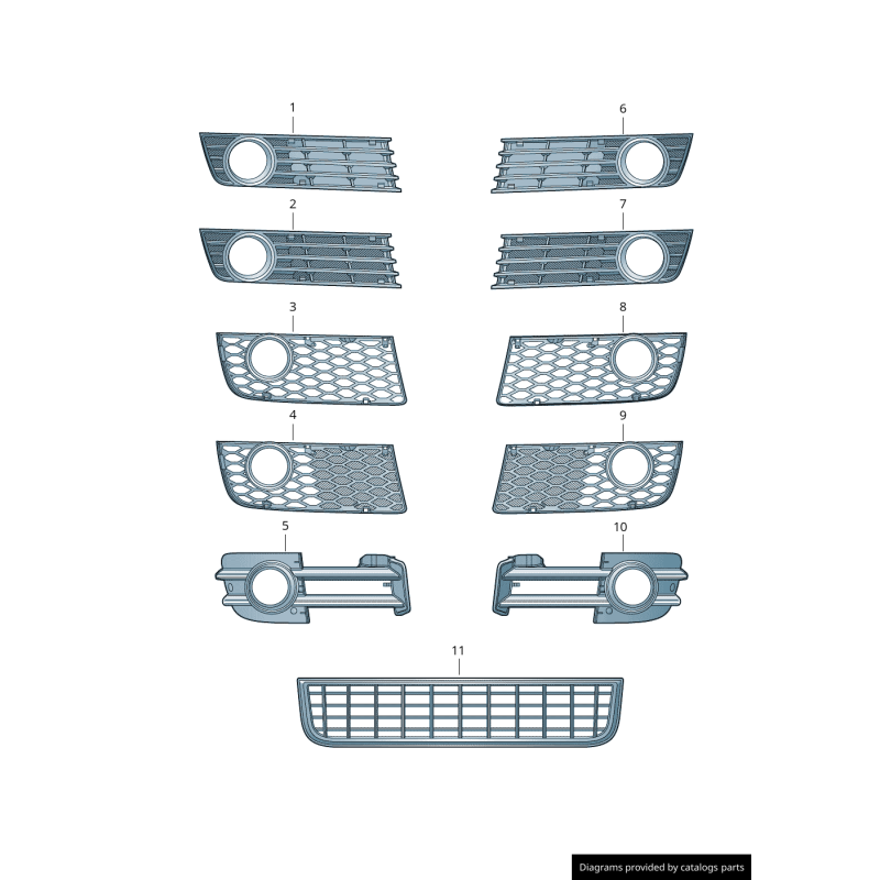 Grille centrale inférieure de pare-chocs avant - Pièces d'origine Audi 8E080764701C