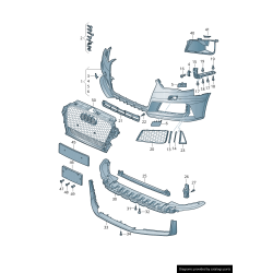 Bouclier avant inférieur gauche + grilles d'aération droite noires - Pièces d'origine Audi 8V4807682BT94/8V4807681BT94
