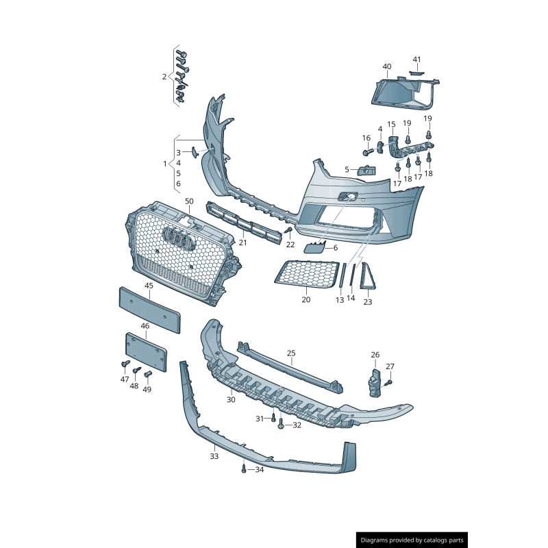 Grille d'aération inférieure avant gauche coté conducteur de pare-chocs avant noir - Pièces d'origine Audi 8V4807681BT94
