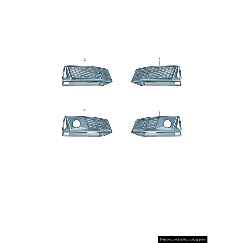Ensemble de grille de guide d'air inférieur gauche et droit de pare-chocs avant - Pièces d'origine Audi 8W0807681KRU6 / 8W0807