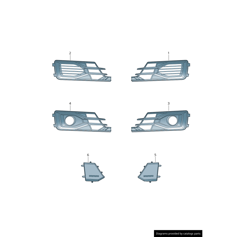 Grille de brouillard inférieure avant pare-chocs coté conducteur gauche - Pièces d'origine Audi 4G0807647T94