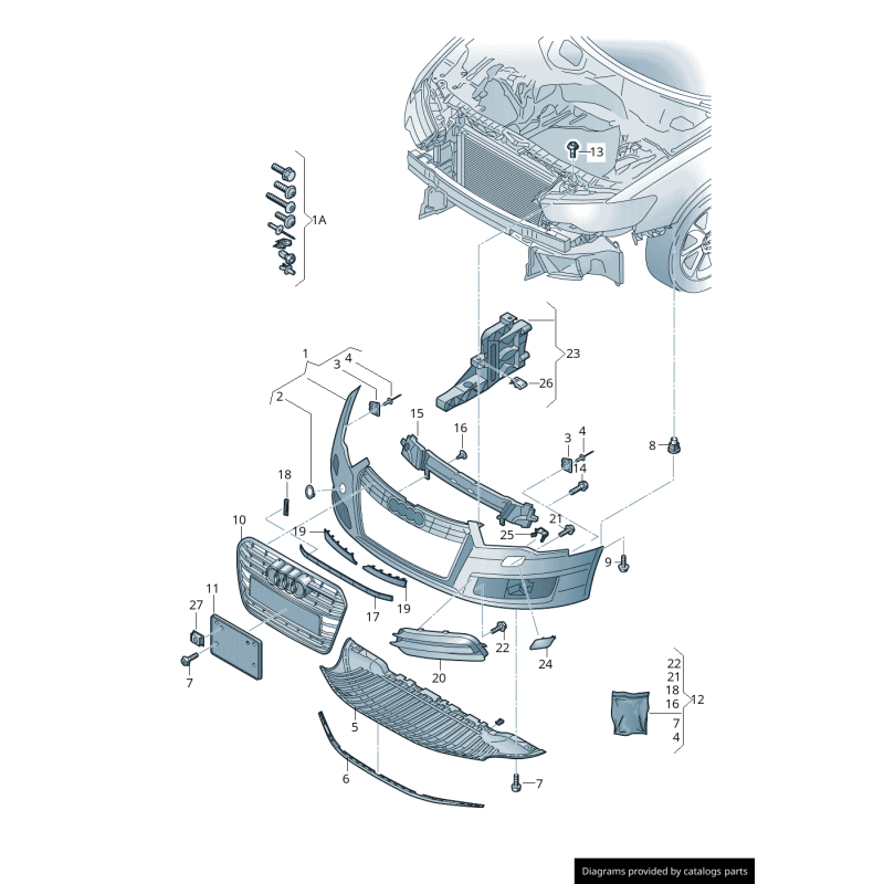 Plaque de protection inférieure de pare-chocs avant - Pièces d'origine Audi 4G0807611