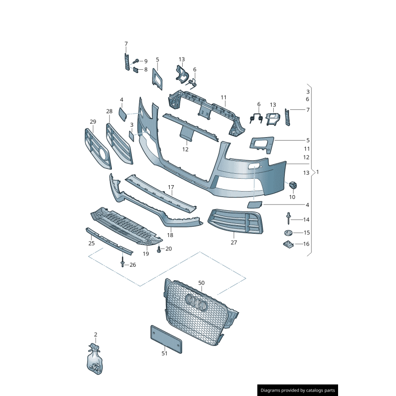 Diviseur de pare-chocs avant inférieur avec spoiler - Pièces d'origine Audi 8T0807513AAP6