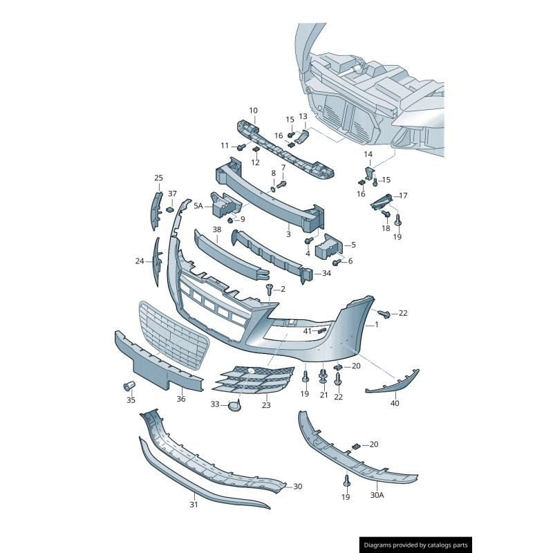 Grille de guide d'air gauche de pare-chocs avant coté conducteur - Pièces d'origine Audi 42080767901C