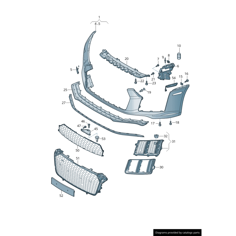 Grille de guide d'air gauche de pare-chocs avant coté conducteur - Pièces d'origine Audi 4S0807683A3FZ